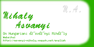 mihaly asvanyi business card